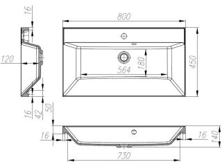 Раковина из искусственного мрамора Art&Max 80см AM-LAV-800-MR-FА